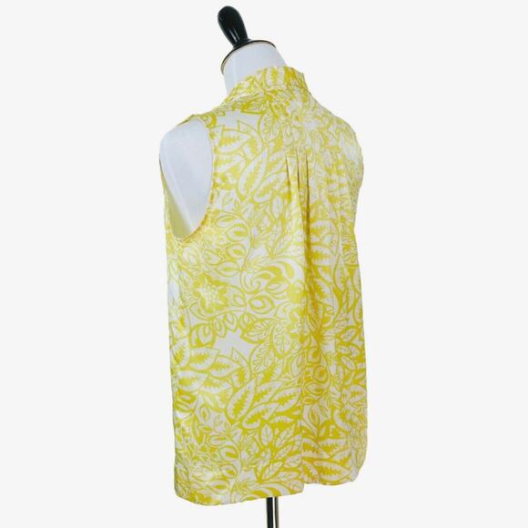 Cabi Size S 100% Silk Moonbeam Blouse Floral Yellow Tie Neck 801 - Picture 3 of 9